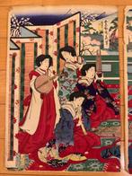Drieluik - Papier - 1850-1900 - Yoshu Chikanobu - “Tenp-e