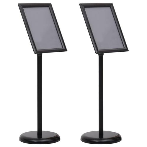 vidaXL A4 Pedestal Poster Stands 2 stuks Zwarte Aluminium, Zakelijke goederen, Kantoor en Winkelinrichting | Kantoormeubilair en Inrichting