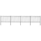 vidaXL Tuinhek met ringtop staal 714,5x120 cm zwart, Tuin en Terras, Verzenden, Nieuw