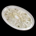 Oval gallery serving tray chased with scrolls and foliage -