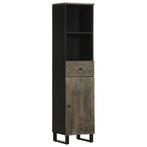 vidaXL Badkamerkast 38x33x160 cm massief mangohout zwart, Verzenden, Nieuw