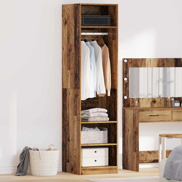 vidaXL Kledingkast met plank met opslag Oud hout Bewerkt, Huis en Inrichting, Kasten | Kleerkasten, Nieuw, Verzenden