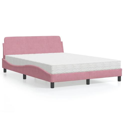 vidaXL Lit avec matelas rose 140x200 cm velours, Maison & Meubles, Chambre à coucher | Lits, Neuf, Envoi