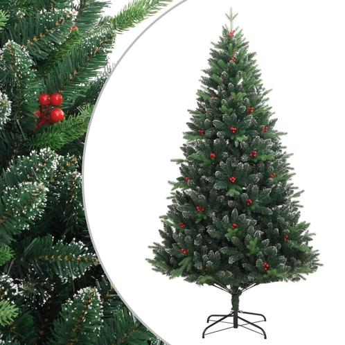 vidaXL Kunstkerstboom met scharnieren en rode bessen 210 cm, Diversen, Kerst, Nieuw, Verzenden