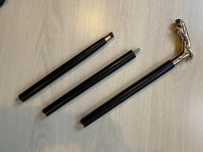 Wandelstok - Antieke massief messing en rozenhout Jaguar, Antiek en Kunst, Kunst | Designobjecten