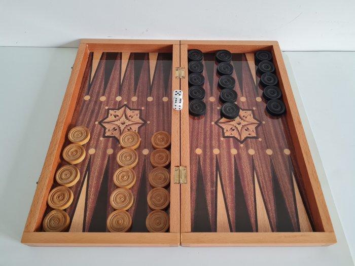 Bordspel - houten backgammonspel, Antiek en Kunst, Antiek | Speelgoed