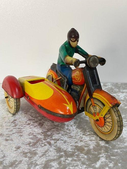 IGRA - Jouet en étain - Blikken Motorrijder met Zijspan -, Antiek en Kunst, Antiek | Speelgoed