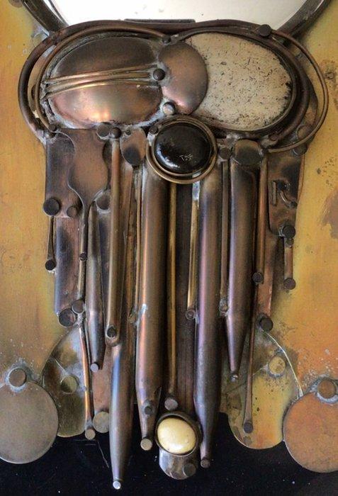 Spiegel - messing, natuursteen, glas - Handgemaakte, Antiek en Kunst, Kunst | Designobjecten