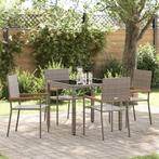 vidaXL Tuin Eettafel Set 5 pcs Grijs poly rattan, Tuin en Terras, Tuinstoelen, Verzenden, Nieuw