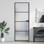 vidaXL Binnendeur smal 76x201,5 cm gehard glas en aluminium, Doe-het-zelf en Bouw, Deuren en Vliegenramen, Verzenden, Nieuw