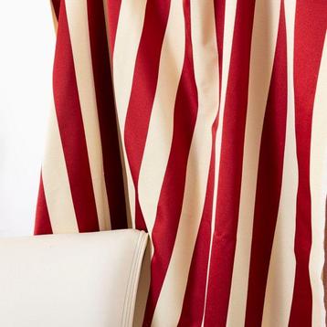Tissu raffiné à rayures bordeaux et beige - brillant et