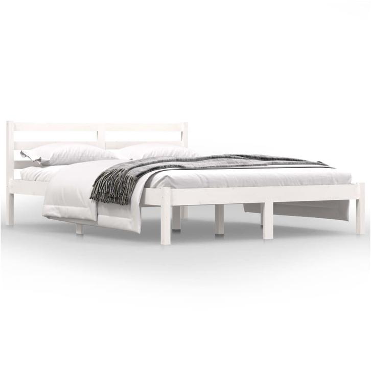 Stevig Bedframe Grenen Wit 120x190 | OP = OP | 60% Voordeel, Huis en Inrichting, Slaapkamer | Bedden, 120 cm, 190 cm of minder