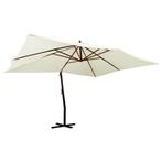 Zweefparasol Houten Paal | Tweede Kansje | Tuin Must-have, Tuin en Terras, Parasols, Verzenden, Nieuw, 3 tot 4 meter, Zweefparasol