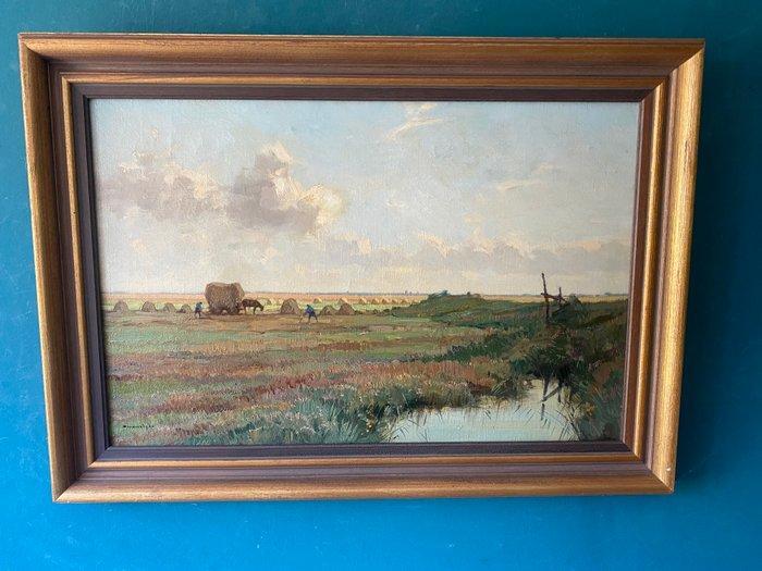W. Noordijk (1887-1970) - Werken op het land, Antiquités & Art, Art | Peinture | Classique