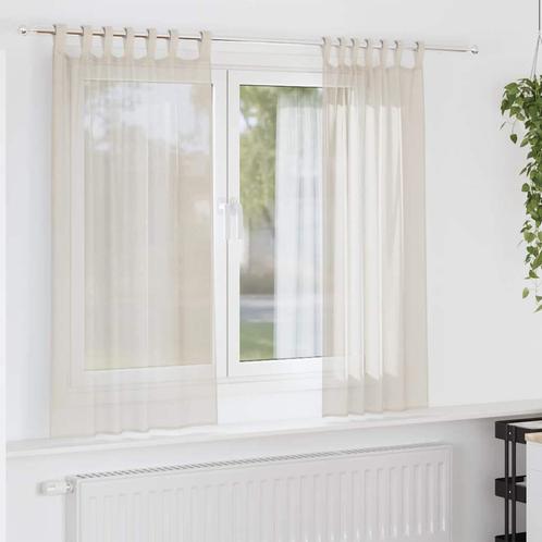 vidaXL Gordijnen voile met Tab Top 2 st crèmekleurig, Huis en Inrichting, Stoffering | Gordijnen en Lamellen, Nieuw, Verzenden