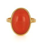Ring - 18 karaat Geel goud Koraal, Handtassen en Accessoires, Ringen, Nieuw
