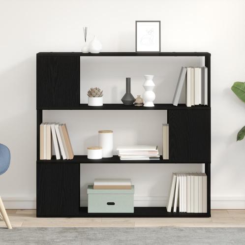 vidaXL Boekenkast Zwart Eiken 100x24x94 cm Gemaakt van Hout, Huis en Inrichting, Kasten |Televisiemeubels, Nieuw, Verzenden