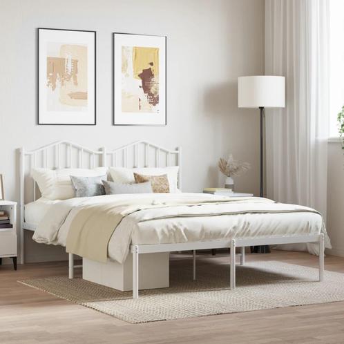 vidaXL Cadre de lit métal avec tête de lit blanc 140x200, Huis en Inrichting, Slaapkamer | Bedden, Verzenden