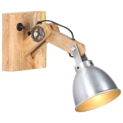 vidaXL Wandlamp E27 massief mangohout en ijzer zilverkleurig, Huis en Inrichting, Lampen | Wandlampen, Nieuw, Verzenden