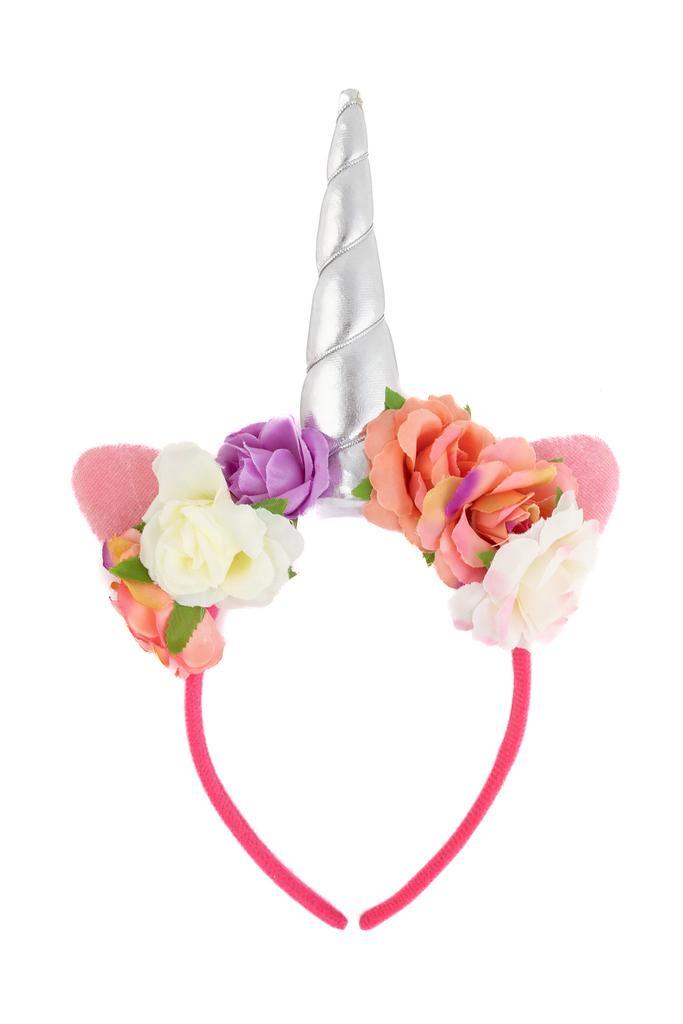 Eenhoorn Haarband Bloemetjes Roze Band Zilver Unicorn Diadee, Kleding | Dames, Carnavalskleding en Feestkleding, Nieuw, Ophalen of Verzenden