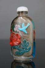 Grote Chinese tabakdoos in geslepen kristal - geschilderd