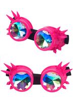 Goggles Steampunk Bril Spikes Roze Montuur Caleidoscoop Glaz, Ophalen of Verzenden