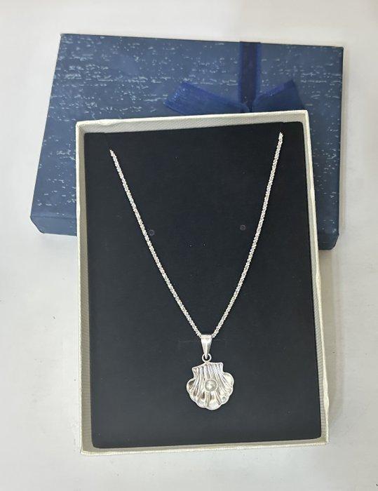 Zilveren ketting 925 met Masoneel Schild en parelmoer. -, Antiek en Kunst, Antiek | Boeken en Manuscripten