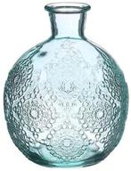 Gekleurd glazen flesje bologna vaasje kandelaar soft blue, Nieuw