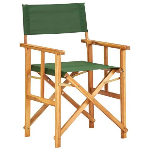 vidaXL Regisseursstoel massief acaciahout groen, Tuin en Terras, Tuinstoelen, Nieuw, Verzenden