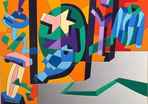 Ugo Nespolo (1941) - Lincessante labirinto, Antiek en Kunst, Kunst | Schilderijen | Modern