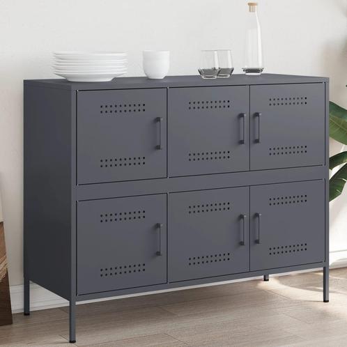 vidaXL Buffet anthracite 100,5x39x79 cm acier, Maison & Meubles, Armoires | Dressoirs, Neuf, Envoi