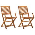 vidaXL Tuinstoelen inklapbaar 2 st massief acaciahout, Tuin en Terras, Tuinstoelen, Verzenden, Nieuw