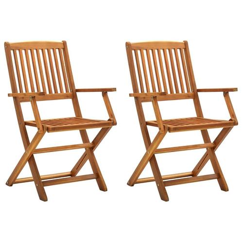 vidaXL Tuinstoelen inklapbaar 2 st massief acaciahout, Tuin en Terras, Tuinstoelen, Nieuw, Verzenden