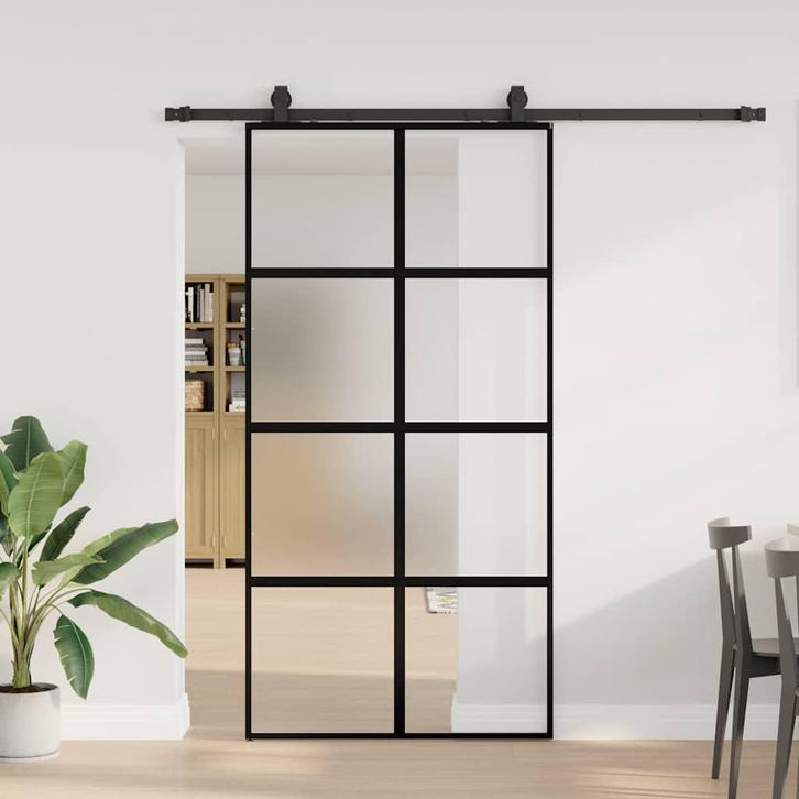 vidaXL Schuifdeur met beslagset 102,5x205 cm gehard glas, Doe-het-zelf en Bouw, Deuren en Vliegenramen, Nieuw, Verzenden