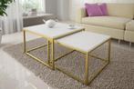 Salontafel Seville wit goud set van 2, Huis en Inrichting, 50 tot 100 cm, Minder dan 50 cm, Nieuw, Verzenden