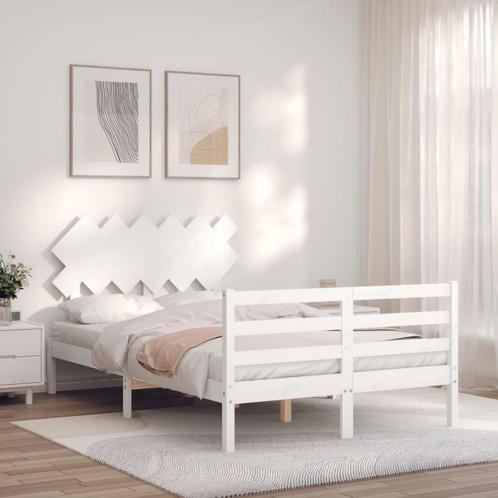 vidaXL Cadre de lit avec tête de lit blanc petit double, Huis en Inrichting, Slaapkamer | Bedden, Verzenden