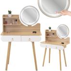 Make up tafel - kaptafel met LED spiegel - 2 lades - hout..., Handtassen en Accessoires, Uiterlijk | Cosmetica en Make-up, Ophalen of Verzenden
