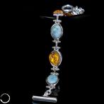 Natuurlijk Larimar-amberarmbandje Harmonie van hemel en zon