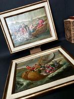 Paire d’huiles sur tôle - Le miracle de la pêche et Jésus, Antiek en Kunst