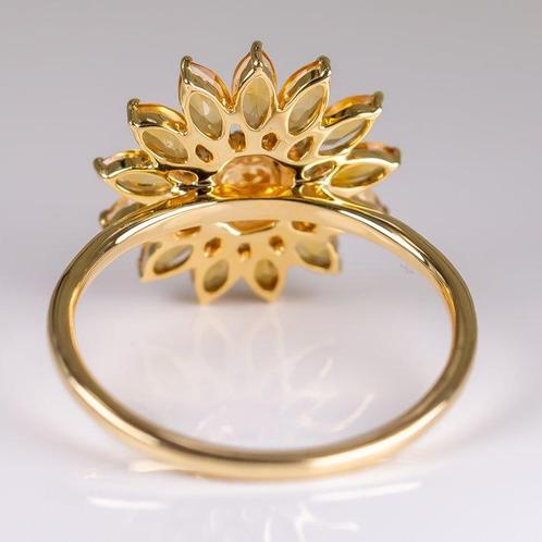 Ring - 14 karaat Geel goud Citrien - Diamant -, Handtassen en Accessoires, Ringen
