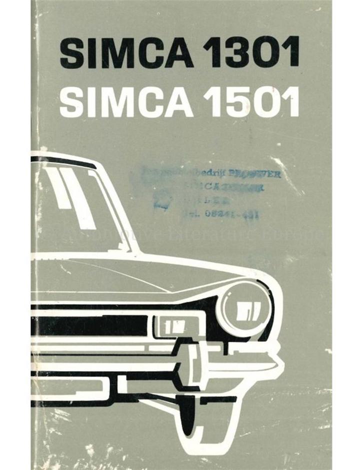 1971 SIMCA 1301 | 1501 INSTRUCTIEBOEKJE NEDERLANDS, Autos : Divers, Modes d'emploi & Notices d'utilisation