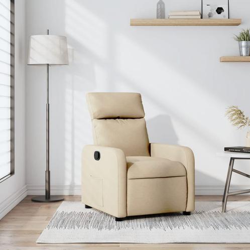 vidaXL Fauteuil verstelbaar stof crèmekleurig, Huis en Inrichting, Fauteuils, Nieuw, Verzenden