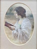 École Française (XIX-XX) - Femme Bourgeoise Lisant, Antiquités & Art