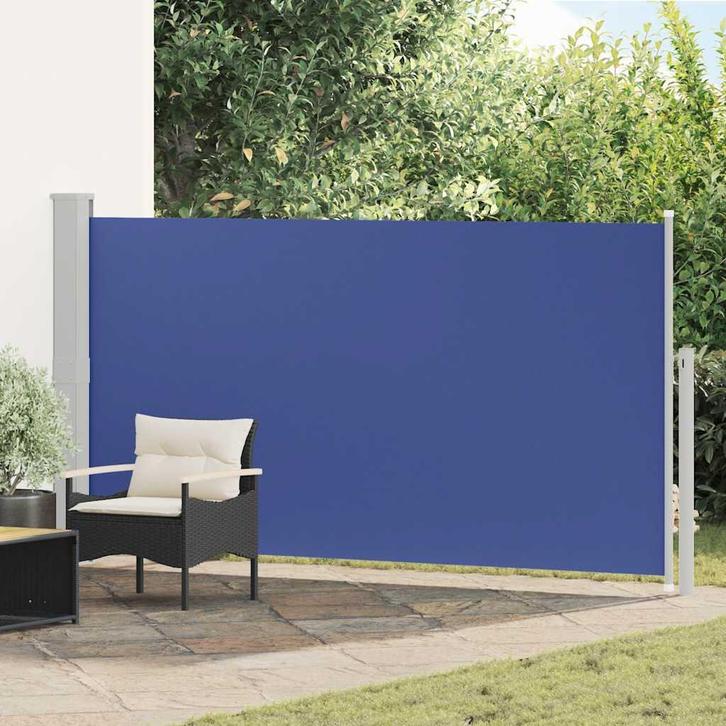 vidaXL Wind-/zonnescherm uittrekbaar 160x300 cm blauw, Tuin en Terras, Parasols, Nieuw, Verzenden