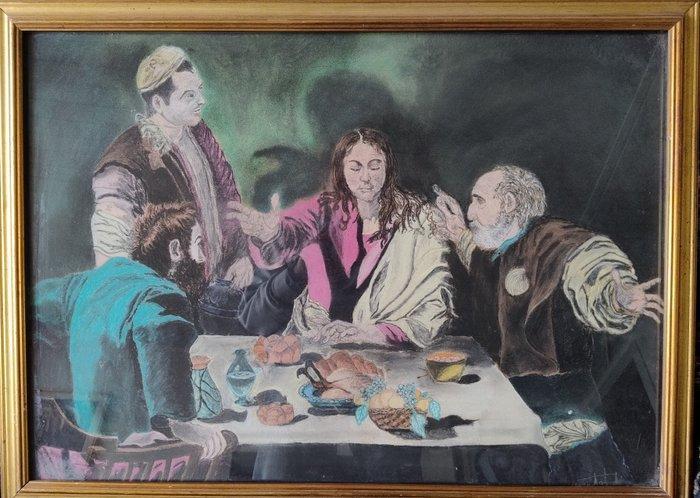Italiaanse school (XX) - Cena in Emmaus da Caravaggio, Antiek en Kunst, Kunst | Schilderijen | Klassiek