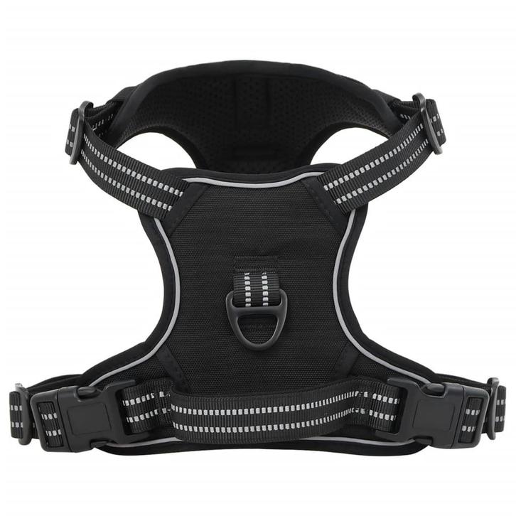 vidaXL Hondentuigje met riem en halsband verstelbaar L zwart, Dieren en Toebehoren, Honden-accessoires, Nieuw, Verzenden