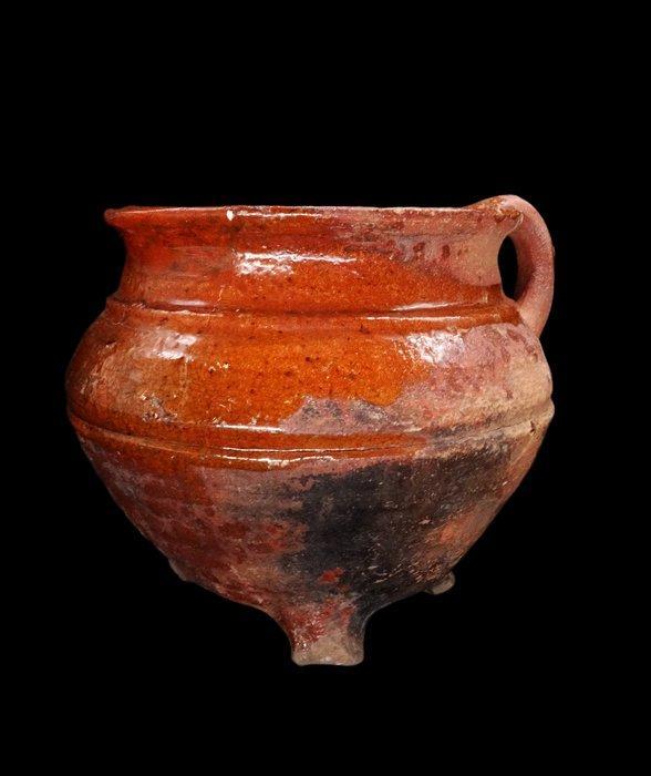 Post-médiéval - Pot à cuisson en céramique glaçurée -, Antiek en Kunst, Antiek | Overige Antiek