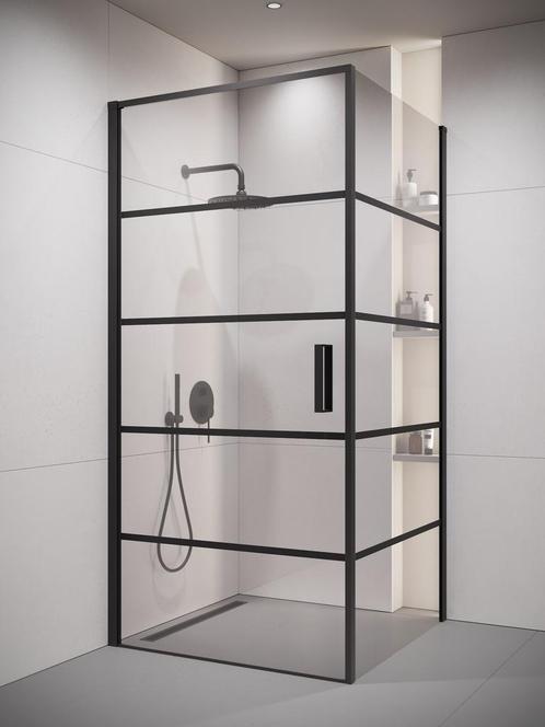 Douchecabine Alava 80 x 80 x 190 cm Zwart met Lijnen, Doe-het-zelf en Bouw, Sanitair, Nieuw, Verzenden