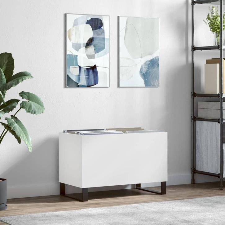vidaXL Platenkast 74,5x38x48 cm bewerkt hout wit, Huis en Inrichting, Woonaccessoires | Cd- en Dvd-rekken, Nieuw, Verzenden