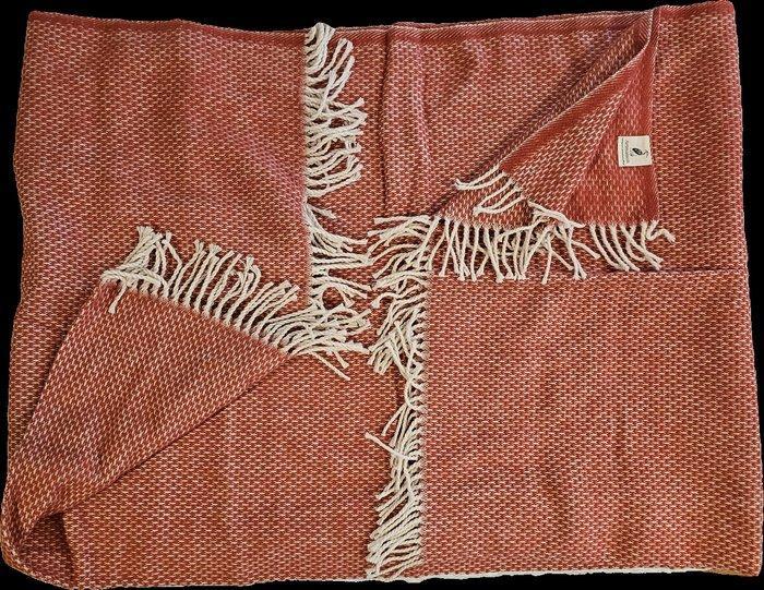 Exclusieve plaid in rood en crème katoen - 170x130cm -, Antiek en Kunst, Curiosa en Brocante